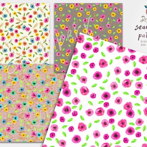 Boho Digital Paper, 10 Floral Seamless Pattern, Whimsical Spring ...