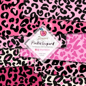 Pink Leopard Digital Paper, 7 Seamless Pattern | hot pink, cheetah, leopard print seamless file, animal spots