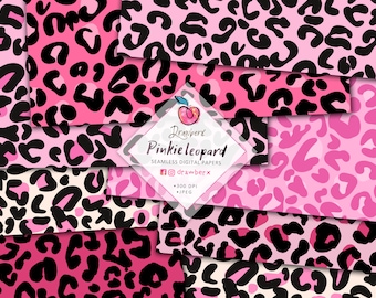 Pink Leopard Digital Paper, 7 Seamless Pattern | hot pink, cheetah, leopard print seamless file, animal spots