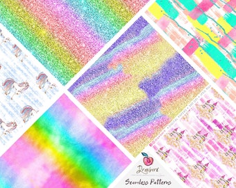 Fichier sans couture de paillettes arc-en-ciel, pastel, ombré, fond de licorne sans couture arc-en-ciel, motif transparent, numérique