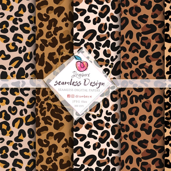 Leopard Digital Paper, Seamless Pattern, leopard print, brown leopard spots, cheetah seamless file, scrapbook paper, digital fabric file