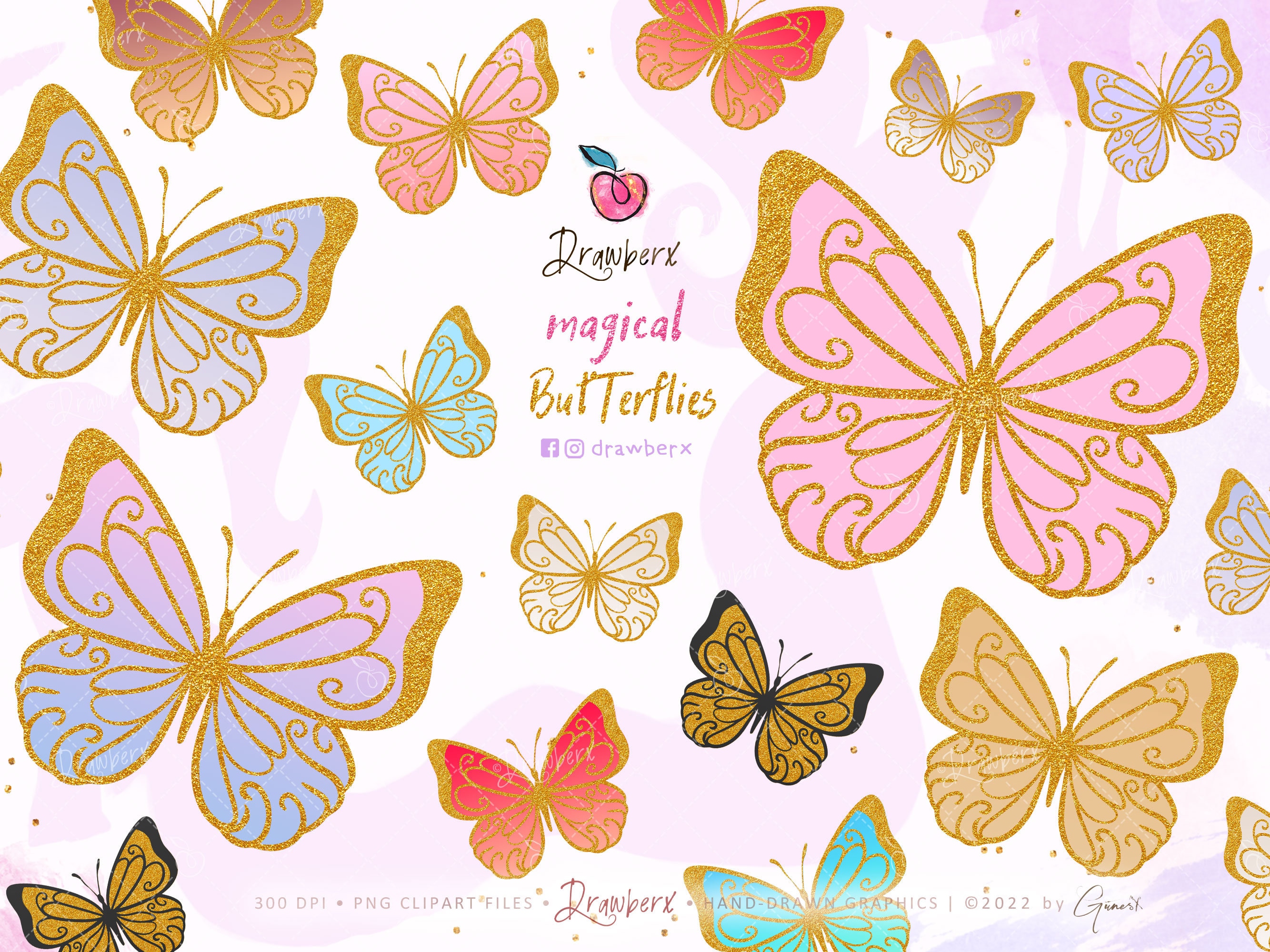 Butterfly Clipart Gold Butterflies PNG Spring Wings i042