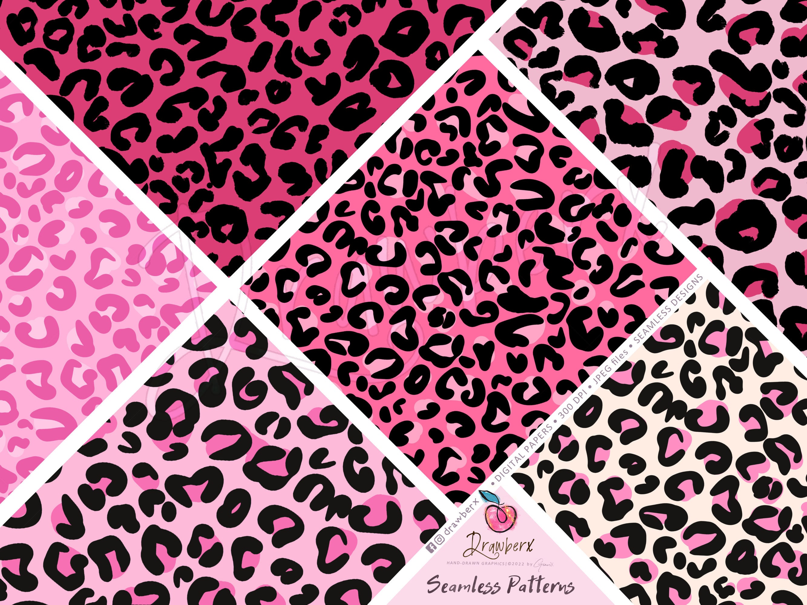Pink Leopard Digital Paper, 7 Seamless Pattern | Hot Pink, Cheetah ...