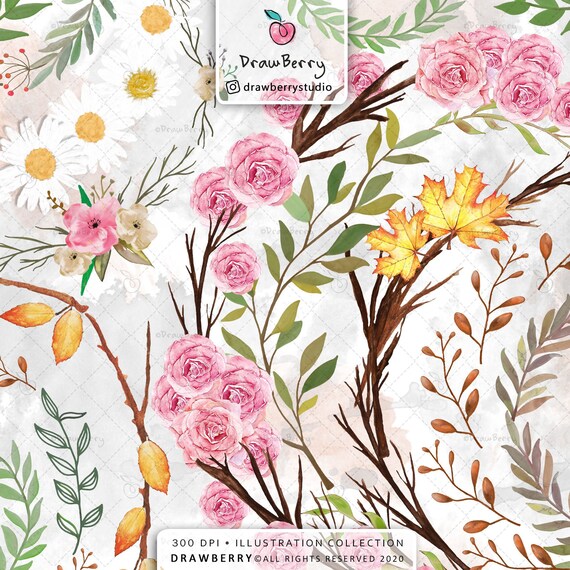 Watercolor Wreath Clipart Floral Wreath Clipart Watercolor Etsy
