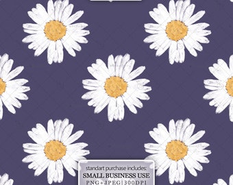 Daisy Floral Seamless Pattern / Daisy Seamless File / Seamless Floral Pattern / Repeating Sublimation Surface Pattern