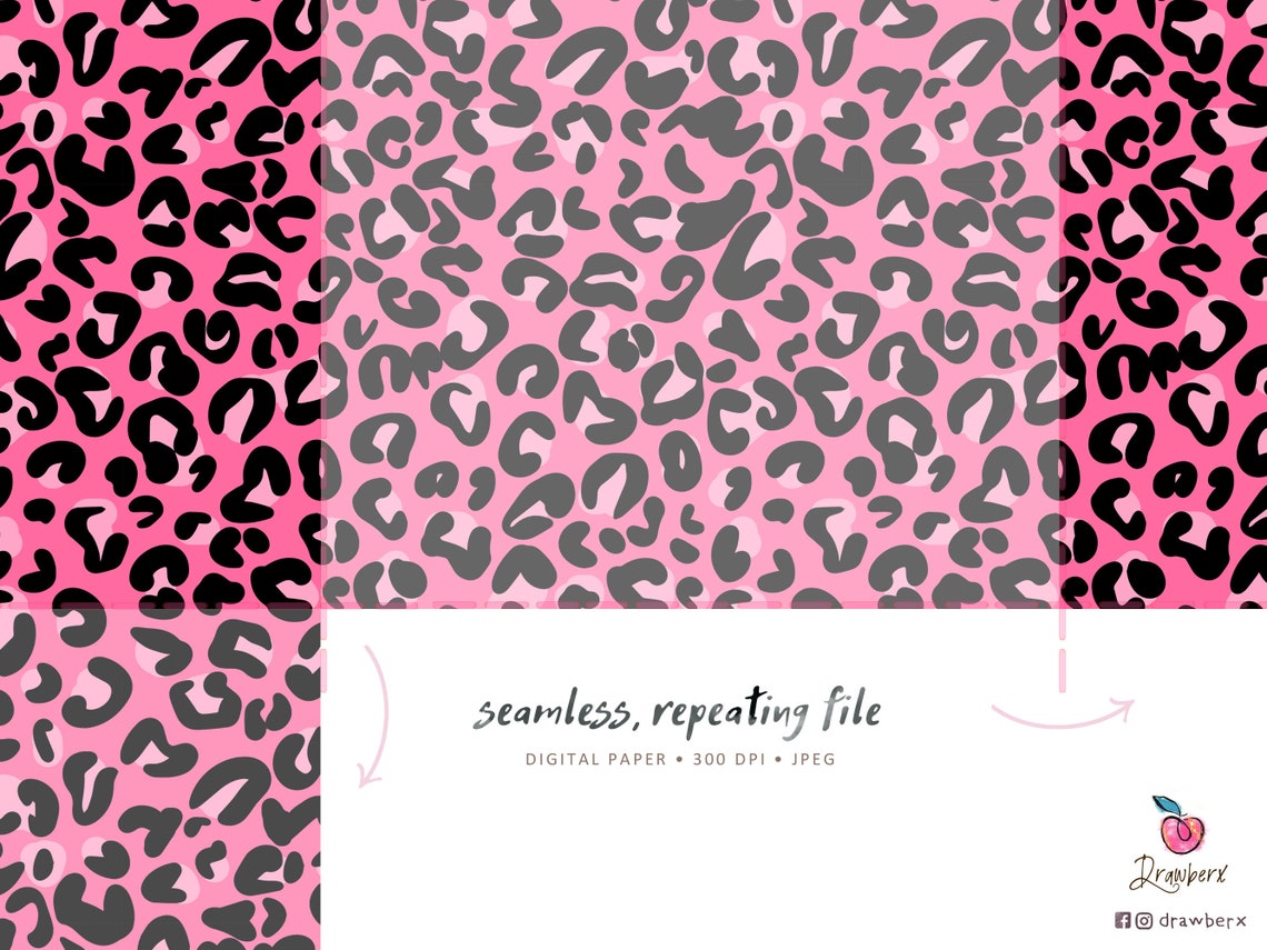 Pink Leopard Digital Paper, 7 Seamless Pattern | Hot Pink, Cheetah ...