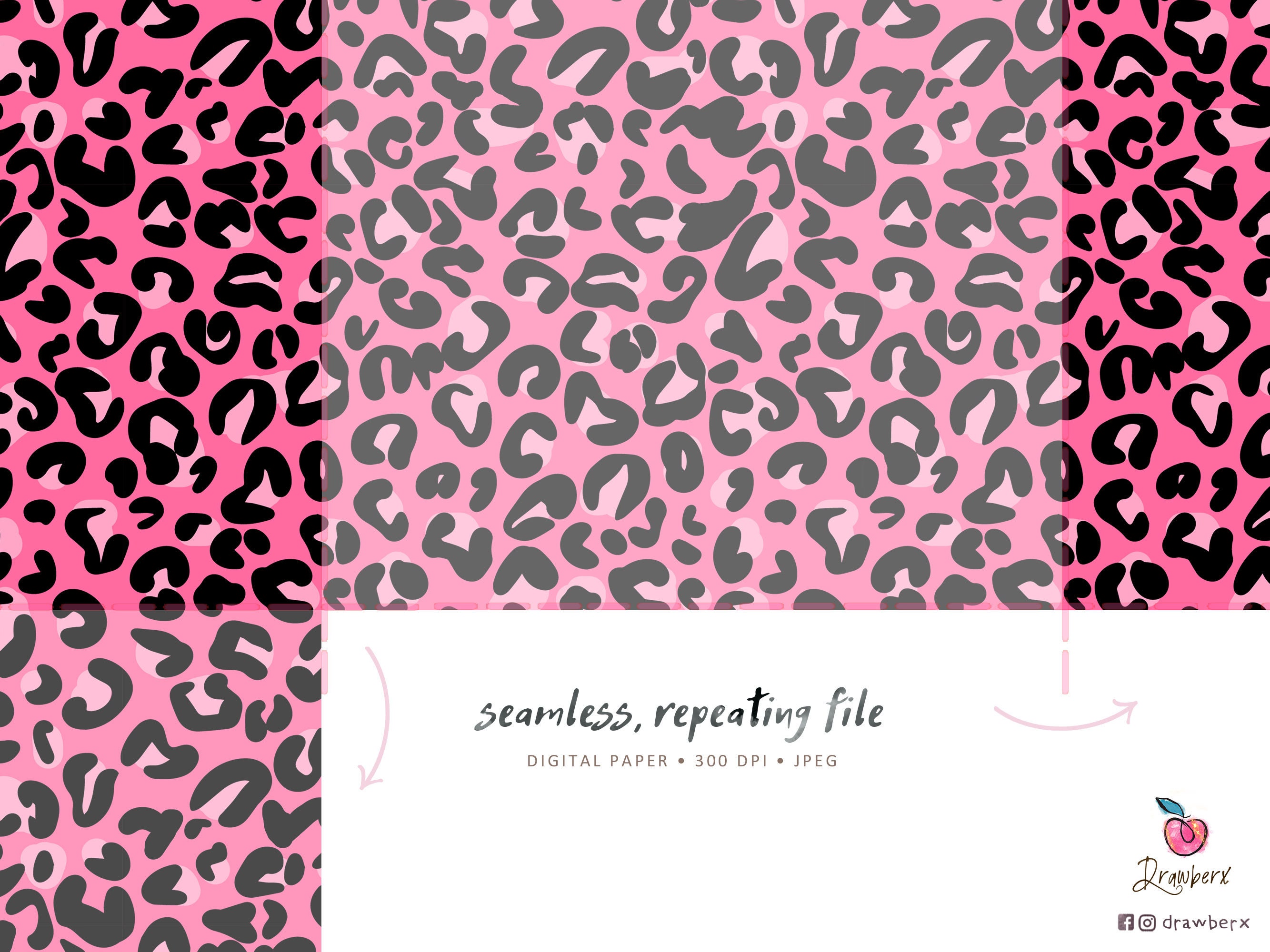 Pink Leopard Digital Paper, 7 Seamless Pattern | Hot Pink, Cheetah ...