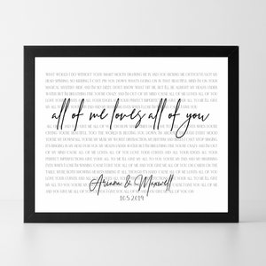Wedding Song Lyric Print, Song Lyrics Wall Art, Custom Song Lyric Print, 1st Anniversary Gift, First Dance Lyrics, Wedding Gift Printable