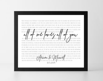 Wedding Song Lyric Print, Song Lyrics Wall Art, Custom Song Lyric Print, 1st Anniversary Gift, First Dance Lyrics, Wedding Gift Printable