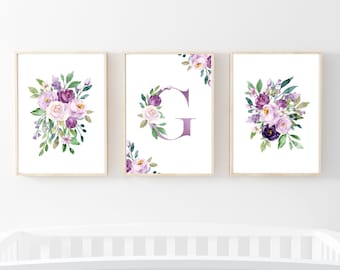 Nursery Wall Art Set of 3 Nursery Prints Woodland Nursery Baby Girls ...