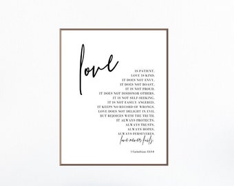 Corinthians Bible Verse Love Is Patient Print, Printable Christian Wall Art
