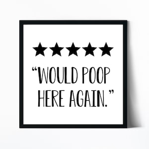 Would Poop Here Again Bathroom Sign, Bathroom Wall Decor