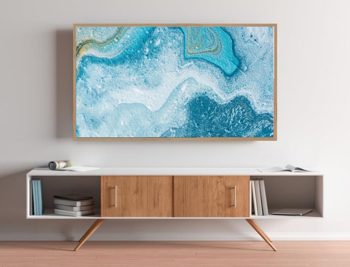 Samsung Frame TV Art Abstract Digital Art Blue Oil Painting Etsy