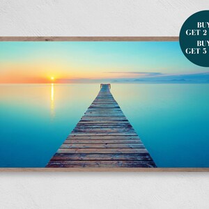 Ocean Dock Samsung Frame TV Art, Coastal Photography Art, Digital Download for Samsung Frame, Beach Print, Samsung Frame Art, Digital Art