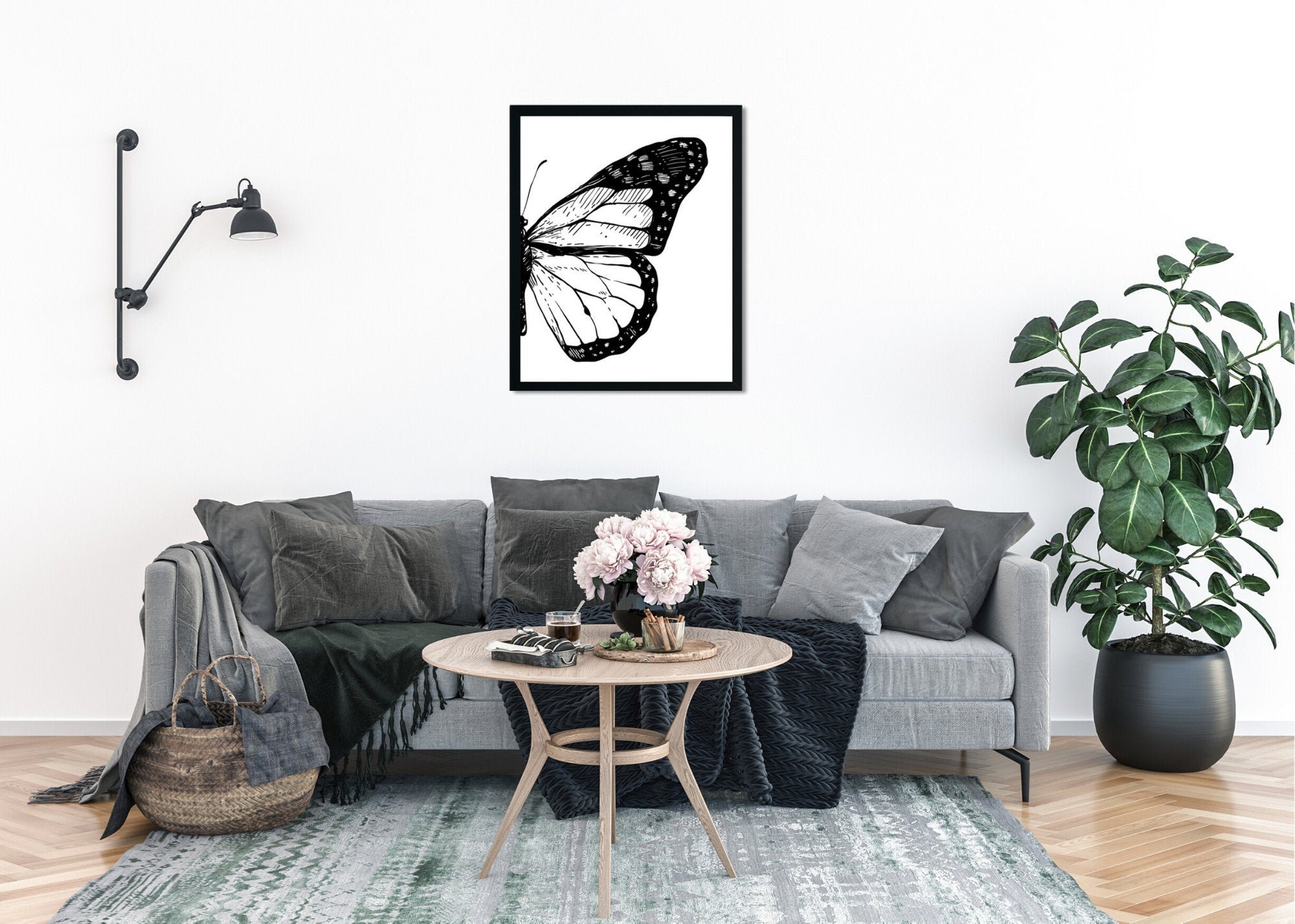 Butterfly Wall Art Printable Butterfly Wall Decor Half Etsy
