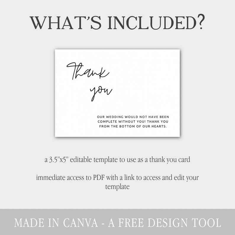 Editable Thank You Cards Modern Wedding Thank You Minimalist Thank You Card Template Modern Minimalist Simple Wedding Thank You
