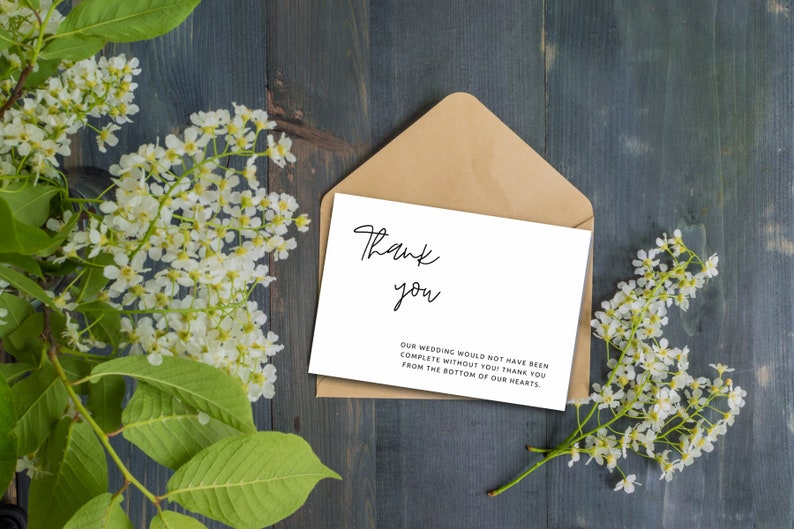 Editable Thank You Cards Modern Wedding Thank You Minimalist Thank You Card Template Modern Minimalist Simple Wedding Thank You