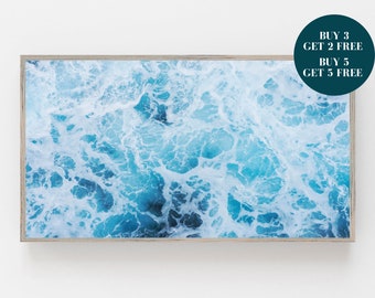 Ocean Waves Samsung Frame TV Art, Digital Art, Beach Frame Art TV, Digital Download for Samsung Frame, Blue Ocean Samsung tv Art