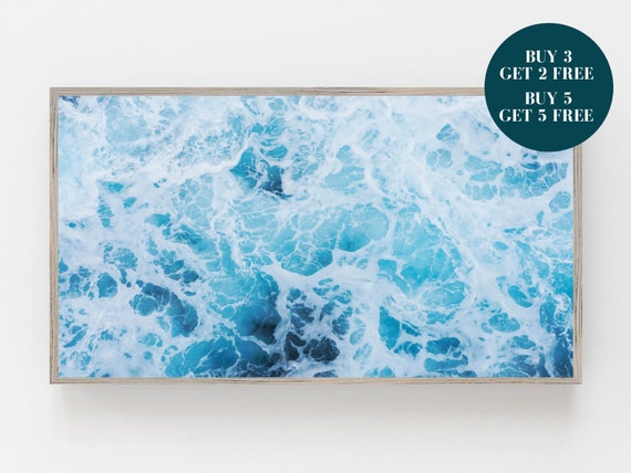 Ocean Waves Samsung Frame TV Art, Digital Art, Beach Frame Art TV, Digital Download for Samsung Frame, Blue Ocean Samsung tv Art