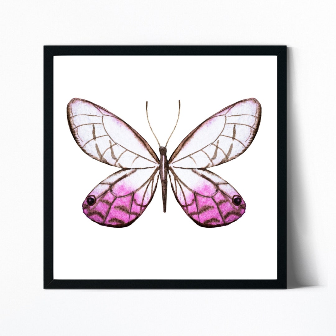Pink Butterfly Print, Butterfly Printable, Digital Art, Girls Room