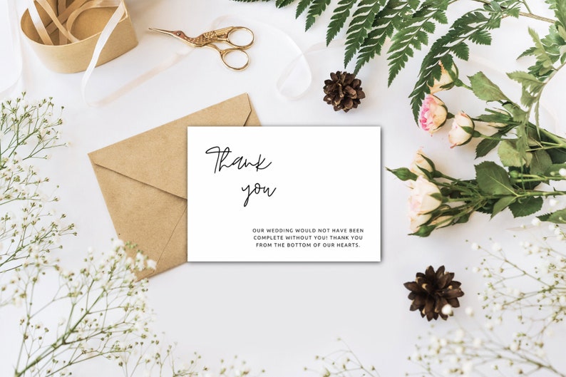 Editable Thank You Cards Modern Wedding Thank You Minimalist Thank You Card Template Modern Minimalist Simple Wedding Thank You