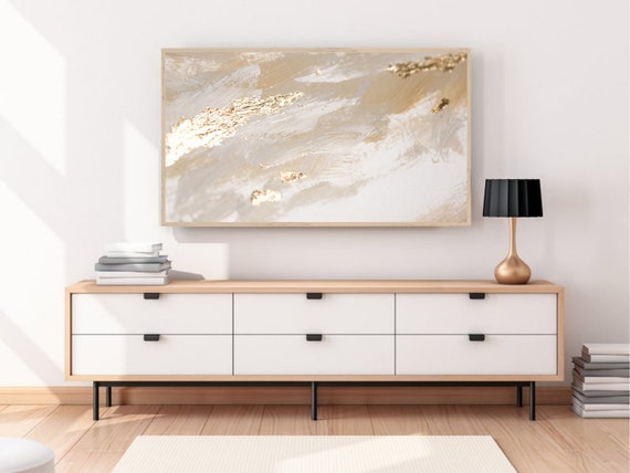 Samsung Frame Tv Art Beige Gold Digital Art Frame Art Tv Etsy