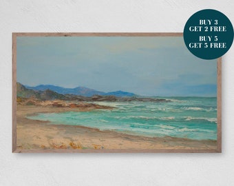 Beach Painting Samsung Frame TV Art, Digital Art, Beach Frame Art TV, Digital Download for Samsung Frame, Beach Print, Ocean Samsung Art