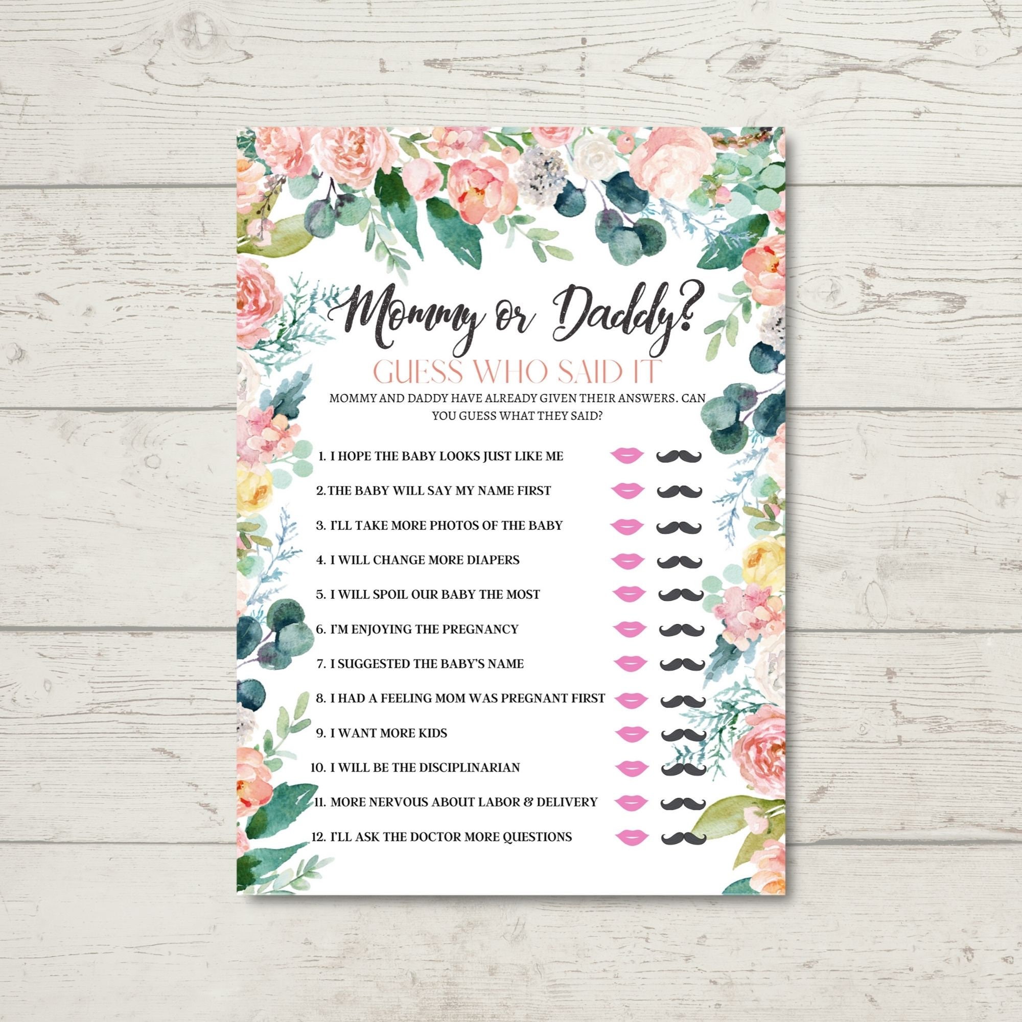 Mommy or Daddy Baby Shower Game Printable Template Baby Etsy Mommy or Daddy Baby Shower Game Printable Template Baby Etsy