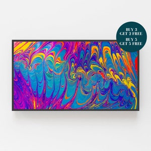 Samsung Frame TV Art, Abstract Digital Art, Psychedelic Colorful Painting, Print for Digital TV, Digital Download for Samsung Frame, Drip