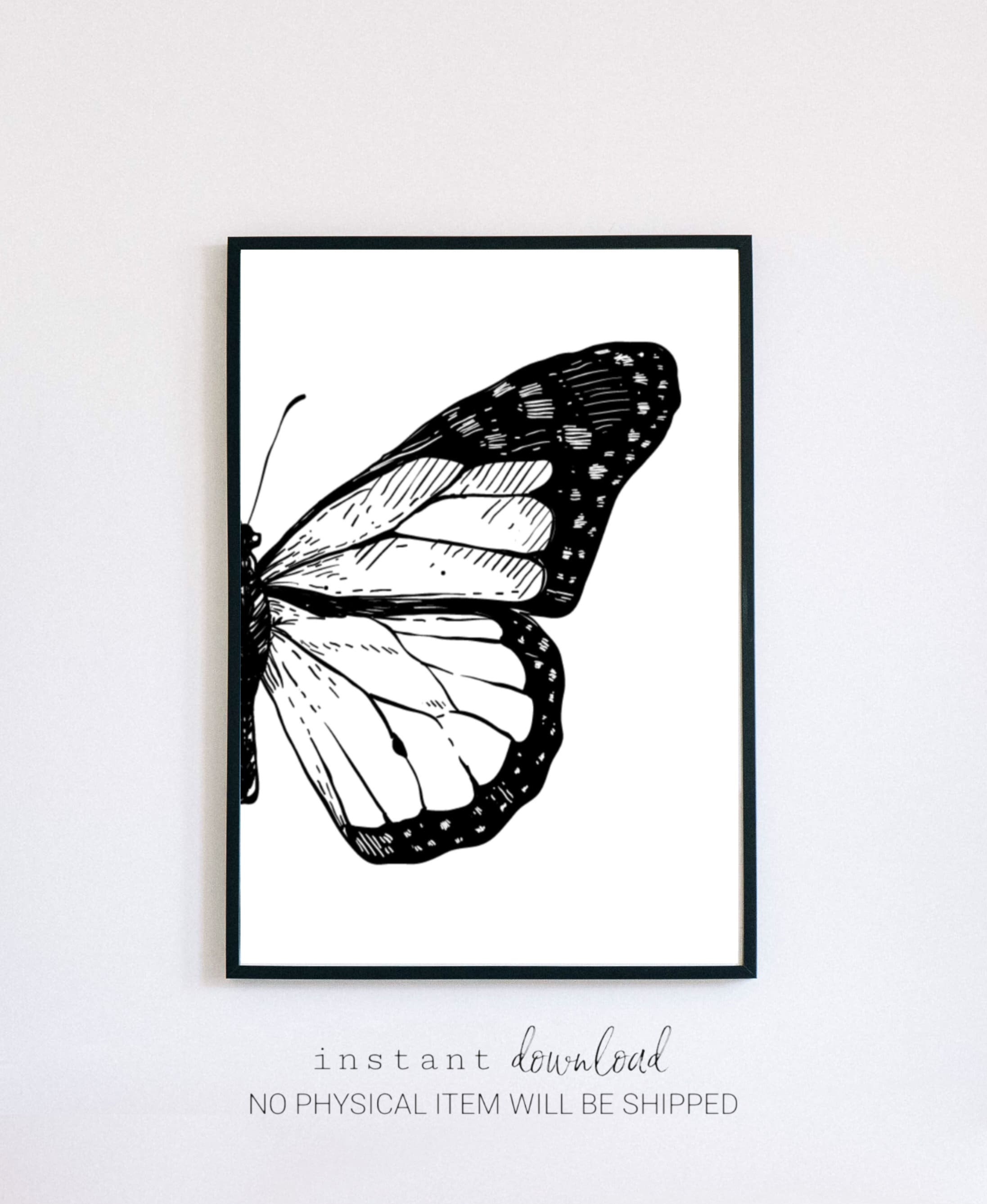 Butterfly Wall Art Printable Butterfly Wall Decor Half Etsy