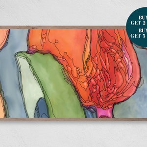 Samsung Frame TV Art, Abstract Digital Art, Floral Line Art Painting, Print for Digital TV, Digital Download for Samsung Frame TV