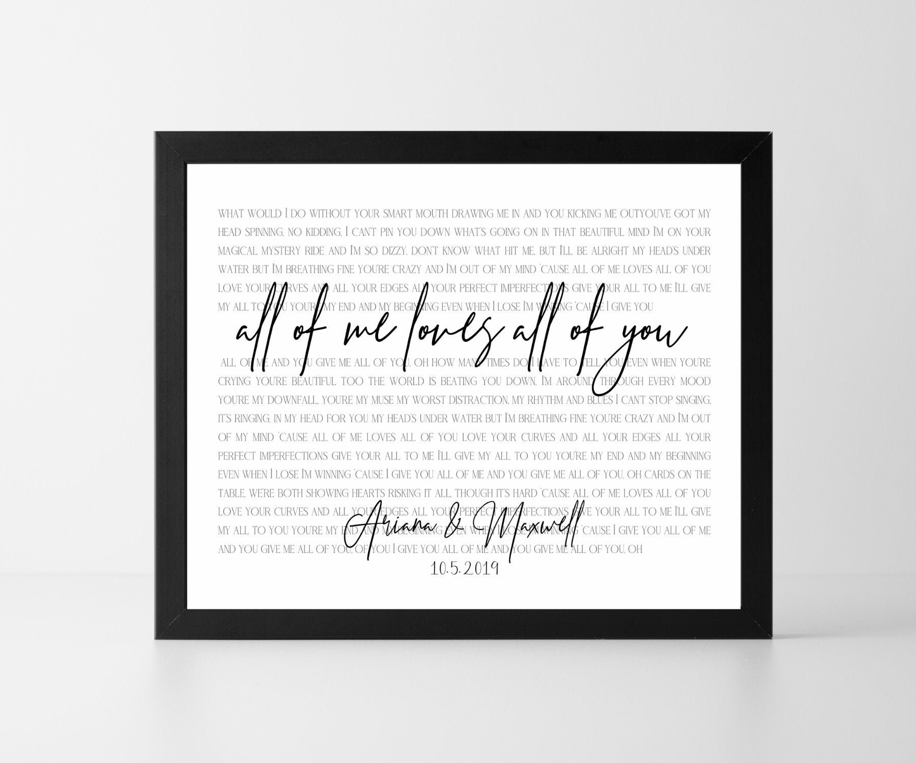 Wedding Song Lyric Print Song Lyrics Wall Art Custom Song Etsy
