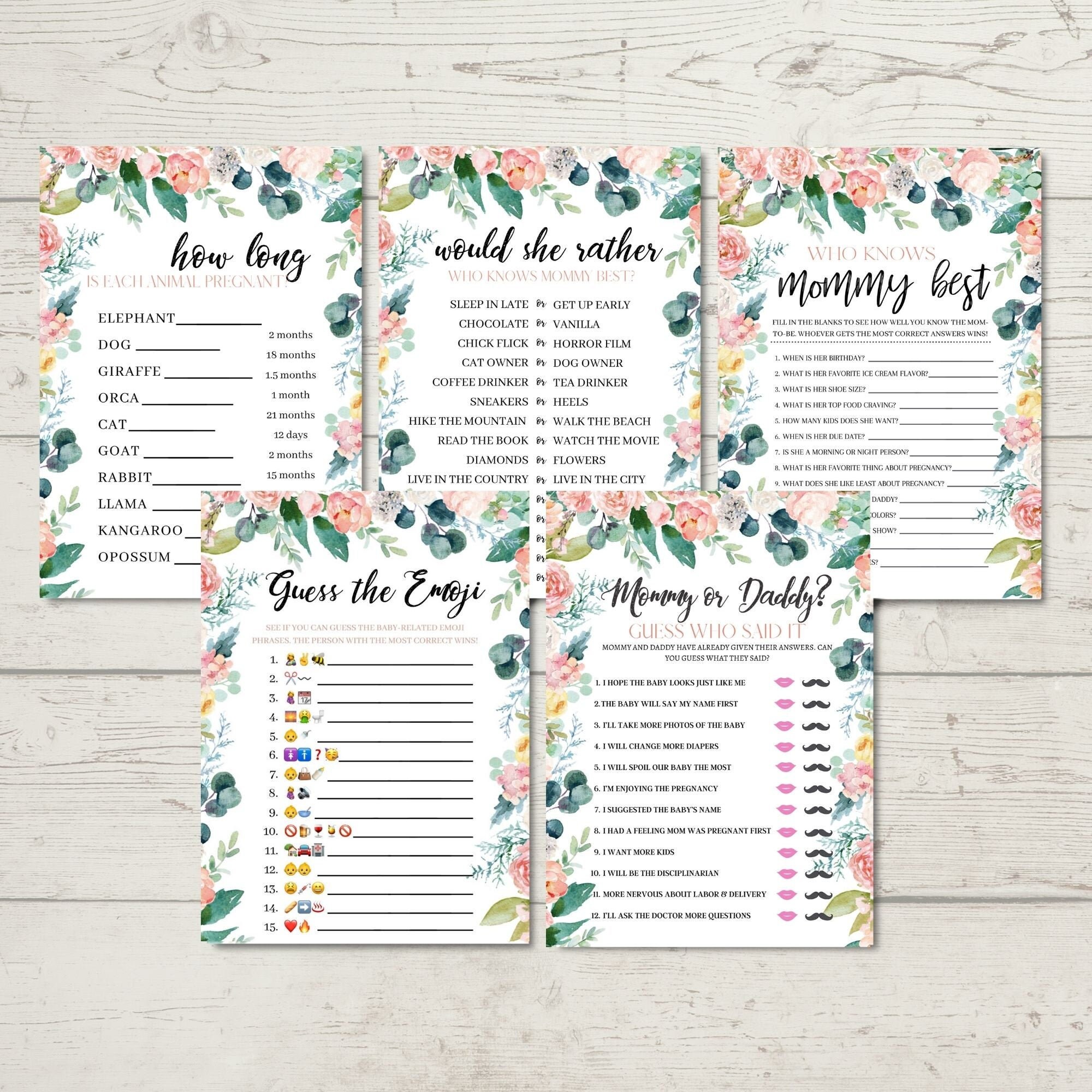 Baby Shower Games Bundle Fun Baby Shower Games Etsy