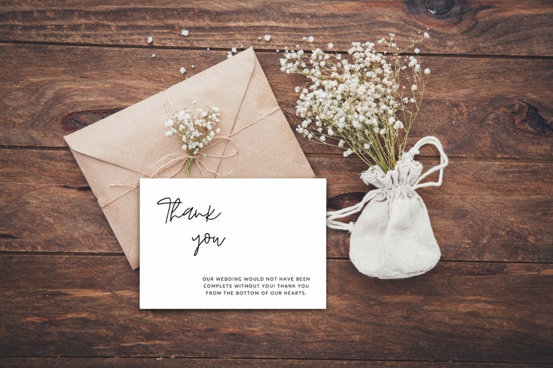 Editable Thank You Cards Modern Wedding Thank You Minimalist Thank You Card Template Modern Minimalist Simple Wedding Thank You