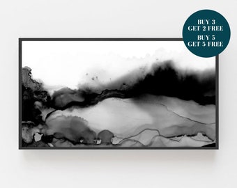 Samsung Frame TV Art, Black White Digital Art, Watercolor Frame Art TV, Abstract Print for Digital TV, Digital Download for Samsung Frame