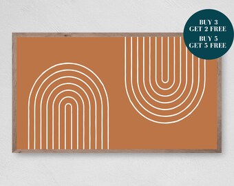 Boho Samsung Frame TV Art, Arte Digital, Frame Art TV, Descarga digital para Samsung Frame, Boho Rainbow Print, Rust Orange Boho Print