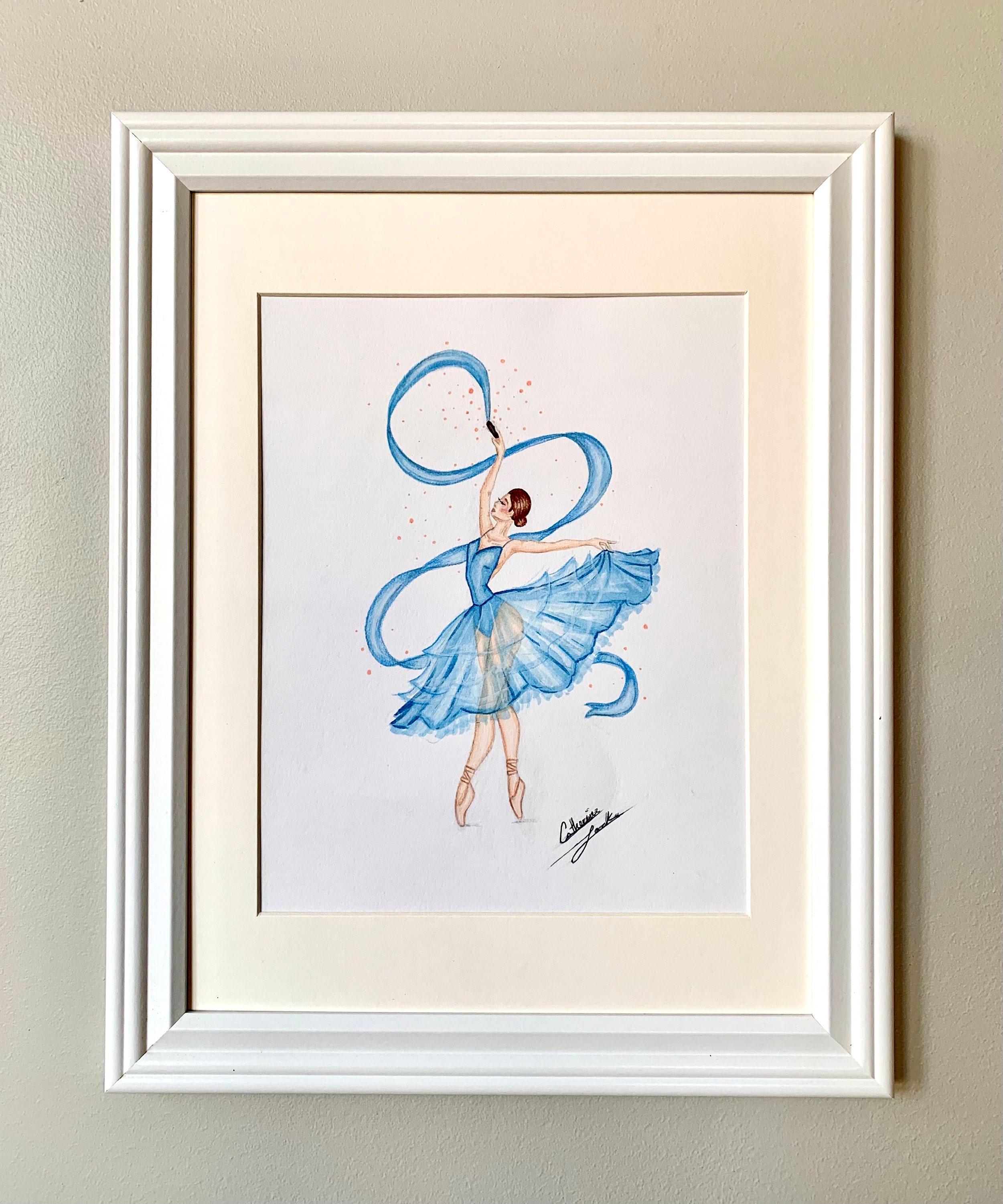 Blue Ballerina Dancing Wall Print Dancer Wall Art Elegant Dancer Wall ...