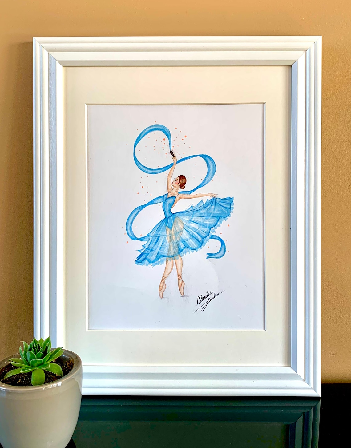 Blue Ballerina Dancing Wall Print Dancer Wall Art Elegant Dancer Wall ...