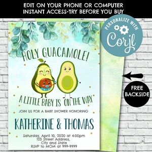Aguacate Invitation, Aguacate Baby Shower Invitation, Aguacate Invite, Airplane Shower, Airplanes baby, Instant Download, Avocado