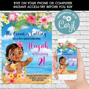 Baby Moana Einladung, Baby Moana GeburtstagSeinladung, Baby Moana Einladung, Geburtstagseinladung, Sofort Download, Baby Moana, Moana