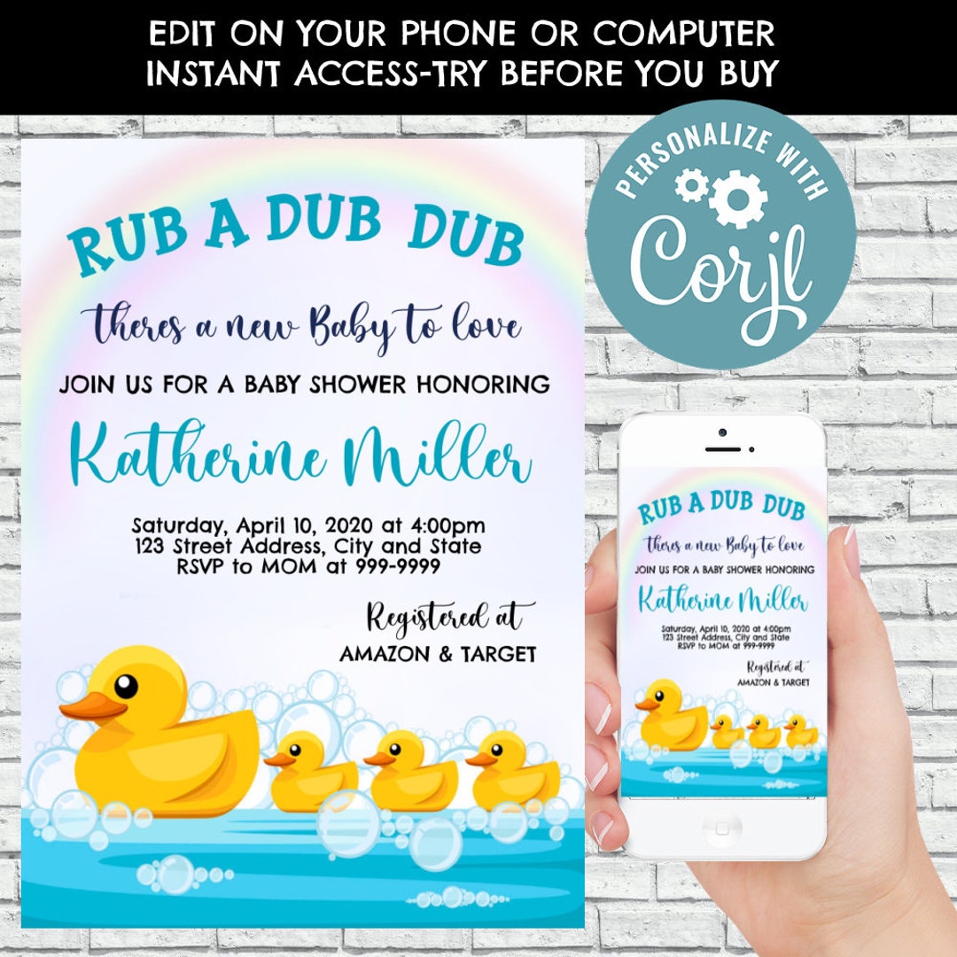 Rubber Duck Baby Shower Invitation, Rubber Duck Baby Shower Invite