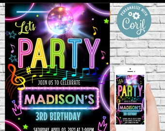 EDITABLE Music Birthday Invitation Music Birthday Party Invite Musical App Social Media Birthday Party CORJL