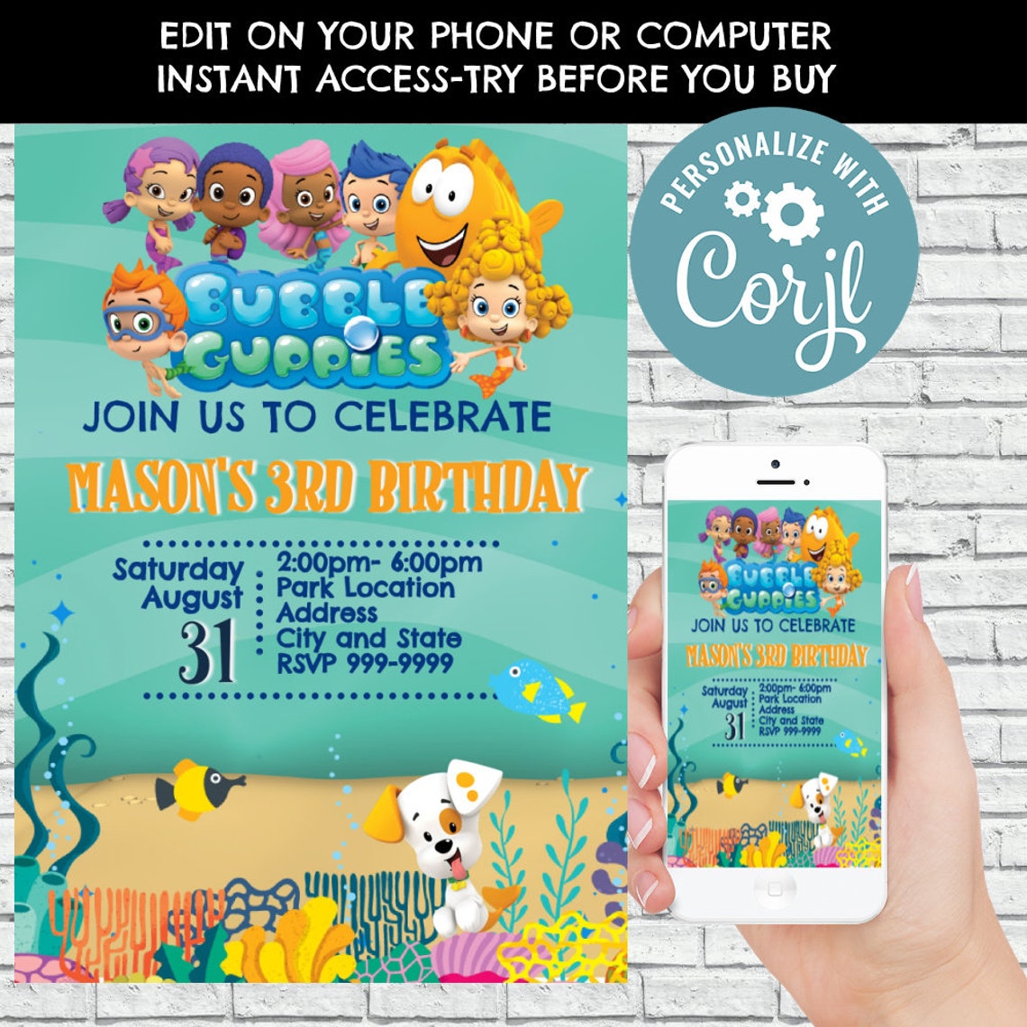 Bubble Guppies Invitation Bubble Guppies Birthday Invitation - Etsy