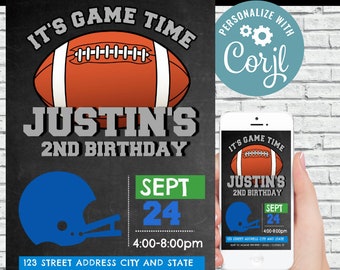 Football invitation, Football birthday invitation, Football  invite, Birthday Invitation, Instant Download, Football