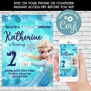 Frozen invitation, Frozen birthday invitation, Frozen invite, Birthday Invitation, Instant Download, Frozen