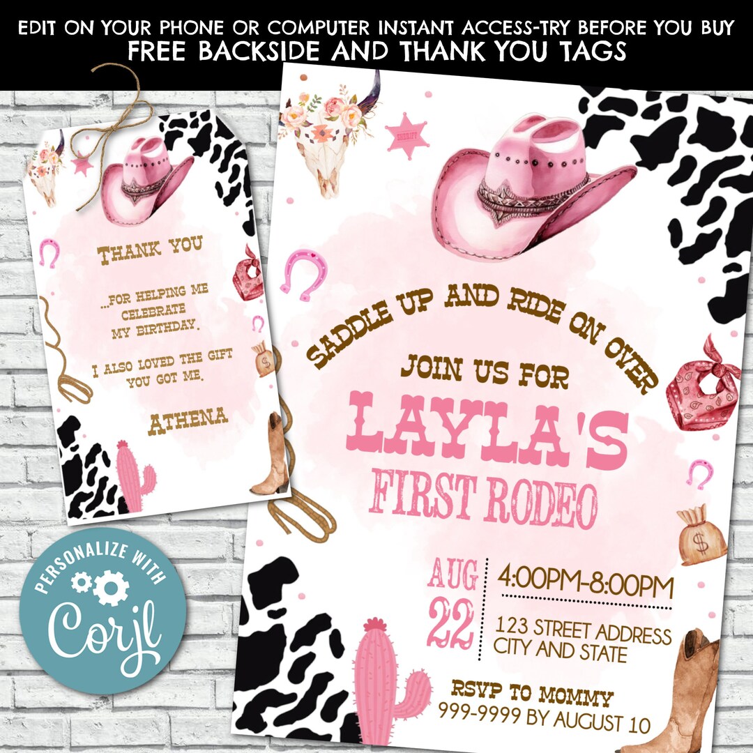 EDITABLE Girl Rodeo Birthday Invitation Rodeo Party Invite Rodeo ...