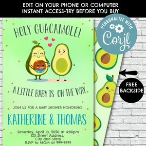 Aguacate Invitation, Aguacate Baby Shower Invitation, Aguacate Invite, Airplane Shower, Airplanes baby, Instant Download, Avocado