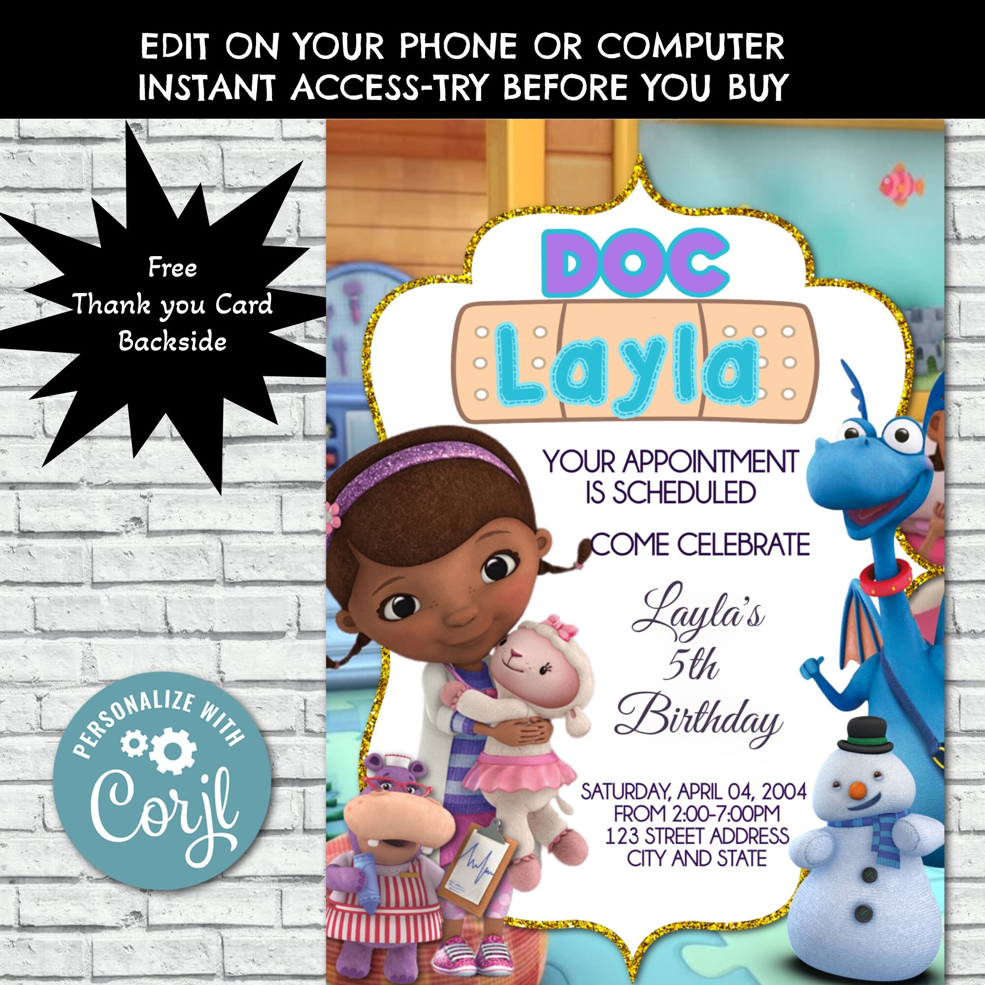 Doc Mcstuffins Invitation - Etsy doc-mcstuffins-invitation-etsy