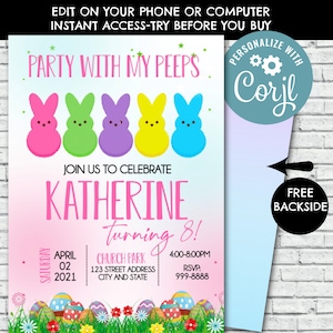 Easter Egg Hunt Invitation - Easter Hunt Invitation - Easter Invite - Neighborhood Easter Egg Invitation - Party with my peeps