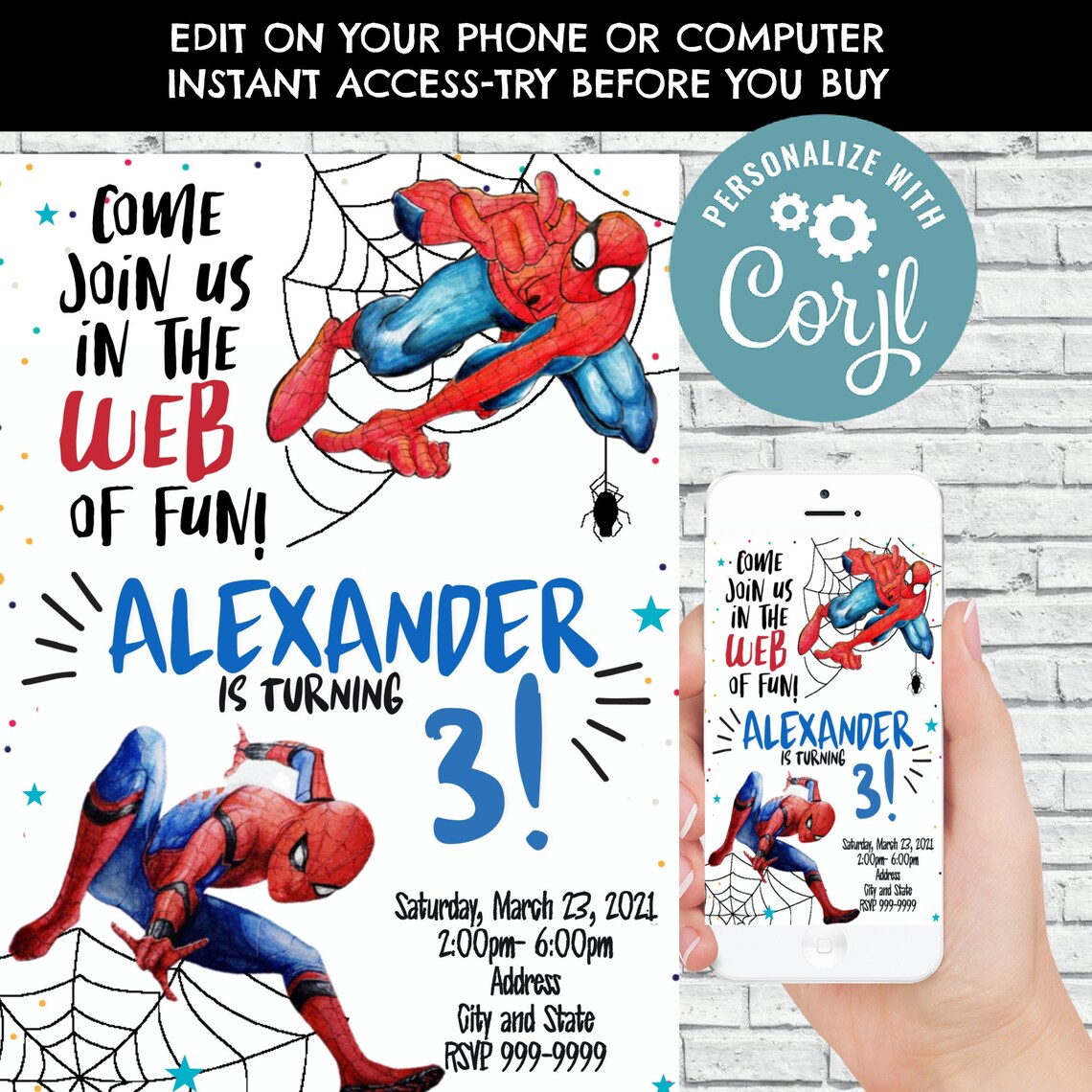 Spiderman Invitation Spiderman Birthday Invitation Spiderman - Etsy